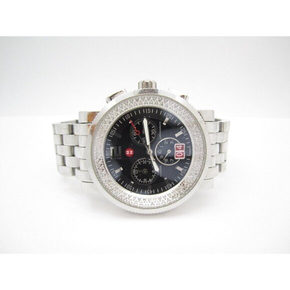 Men Michele Swiss 0.56 CT TW 118 Diamond Sapphire Quartz 5ATM Chrono Watch(G329) - Picture 7 of 10